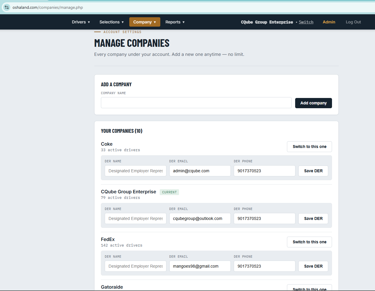Actual DTSMS online company management